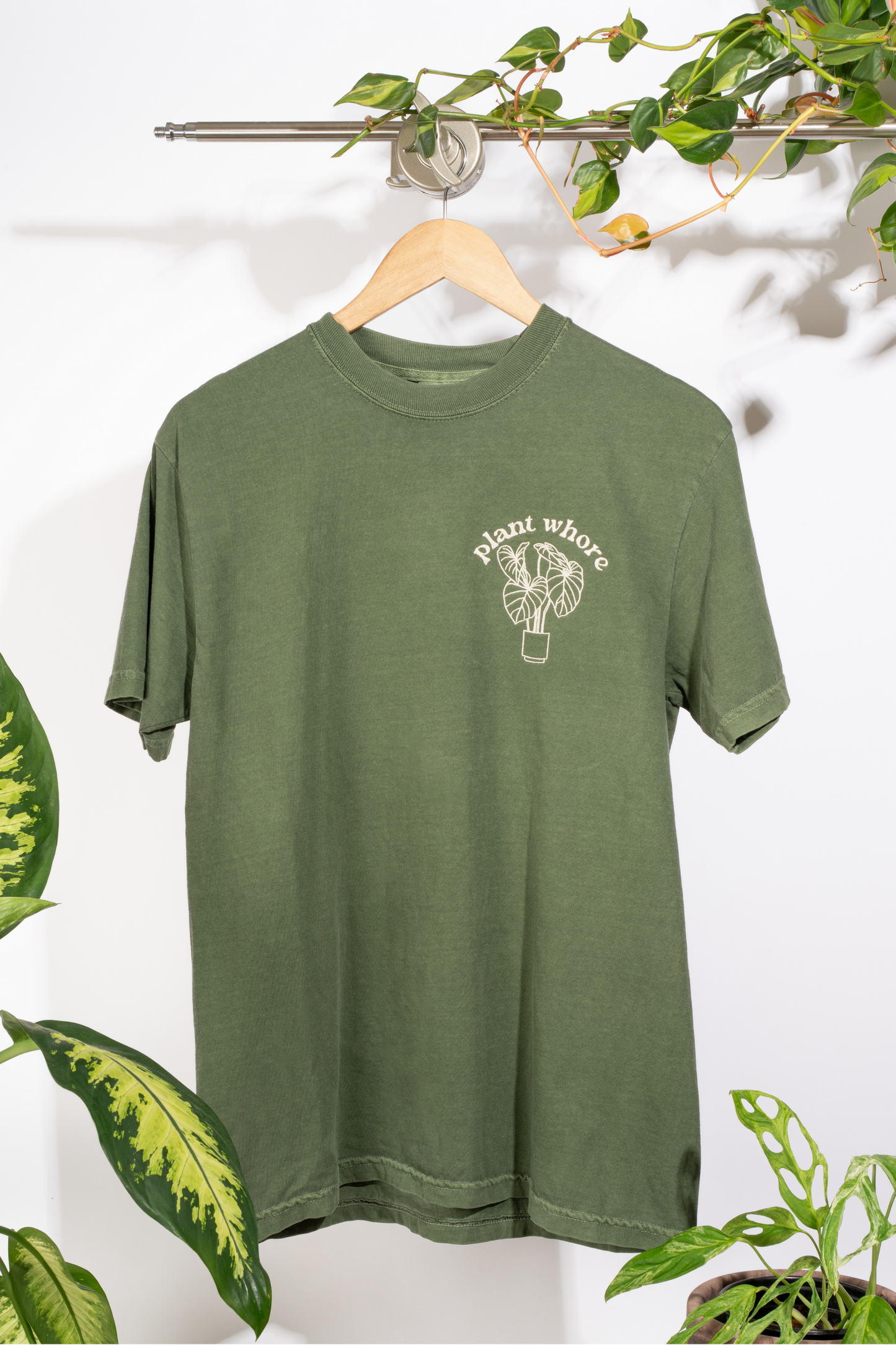 philodendron plant whore short sleeve t-shirt