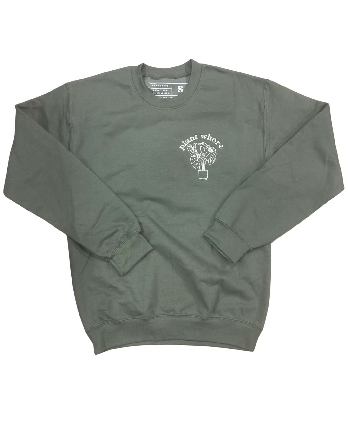 embroidered philodendron plant whore crewneck